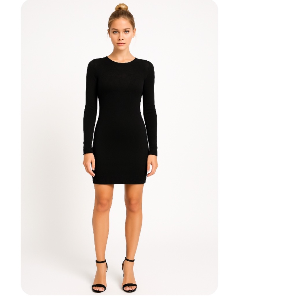 VERSACE Black Long Sleeve Sweater Dress